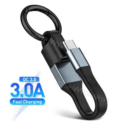 Mini Keychain Portable USB Data Cable for iPhone 14 3A Fast Charging Micro USB Type C Short Cable Cord For Samsung Xiaomi Huawei
