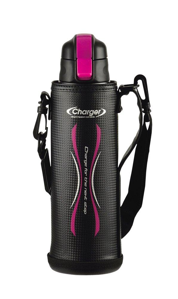 

Pearl Metal HB-3063 Stainless Steel Water Bottle, 1100ml, Direct Drinking, Pink x Black, with Pouch, New Energy Charger