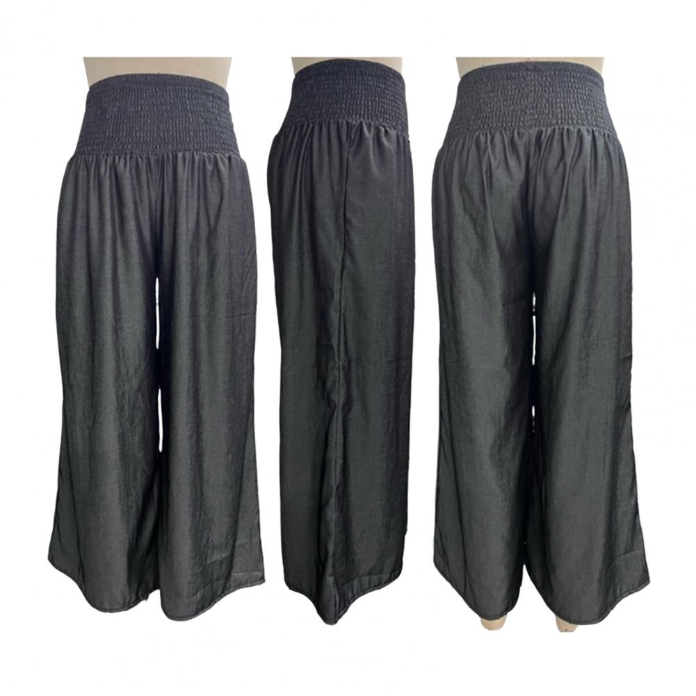 Ol Commuting Style Pants Comfortable Wide Leg Lounge Pants for Women High Waist Elastic Waistband Trousers with Pockets Loose