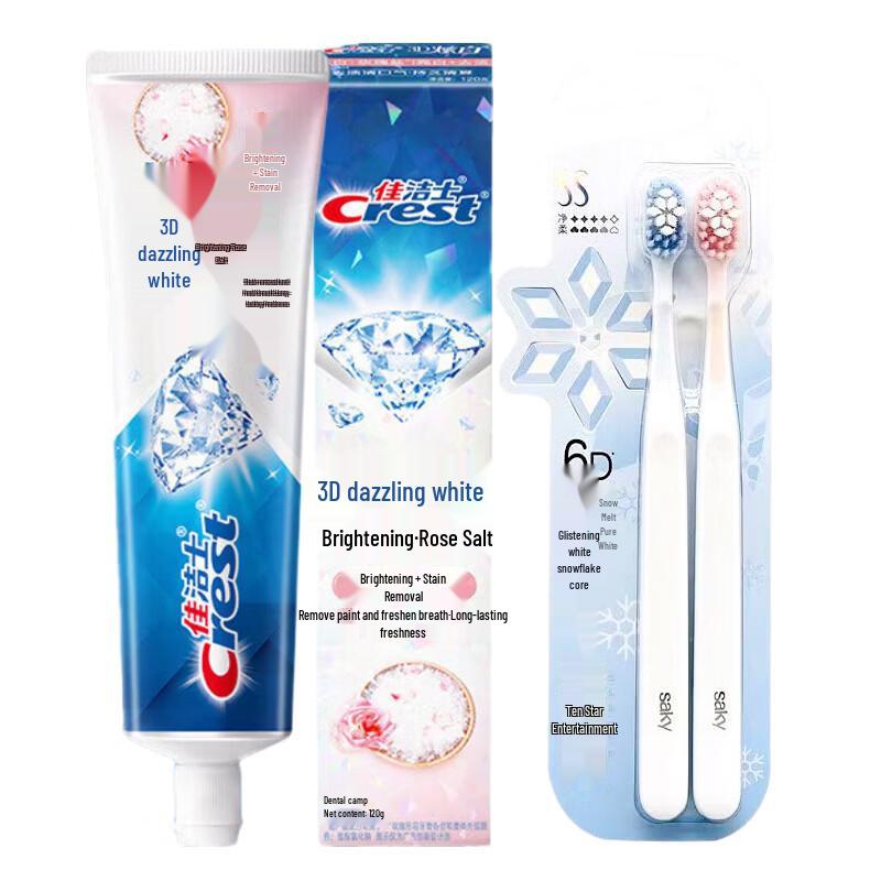 Crest 3D White Rose Salt Toothpaste with Toothbrush