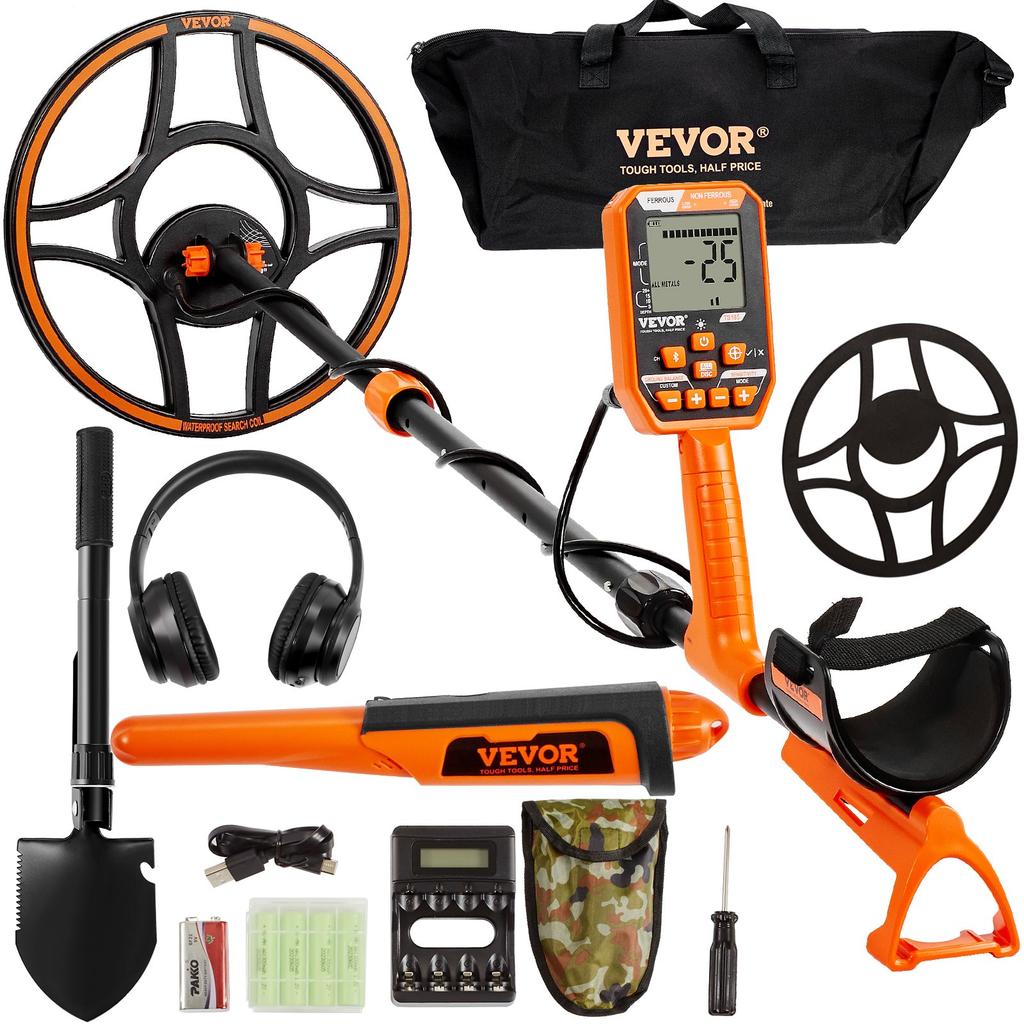 VEVOR Waterproof Metal Detector, 30.5 Cm Coil, Professional Rechargeable Gold Detector