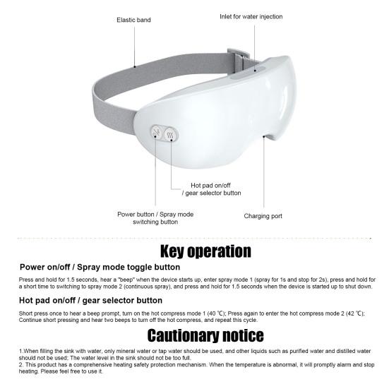 Steam Eye Massager with Hot And Cold Compress Ultrasonic Mist Spray for Dry