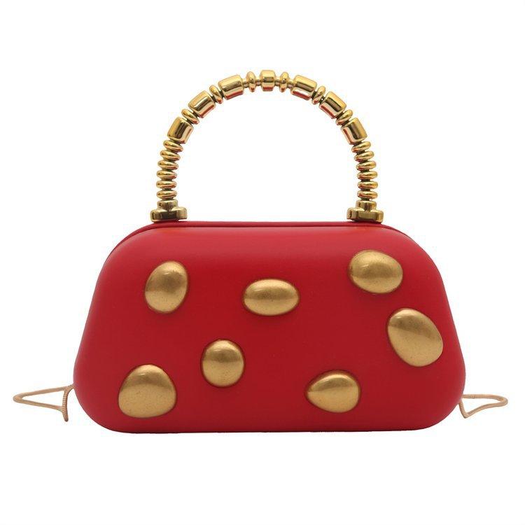 

Gold rivet metal Box Clutch Bag women evening wedding party cute purse bag handbag yellow color autumn winter new