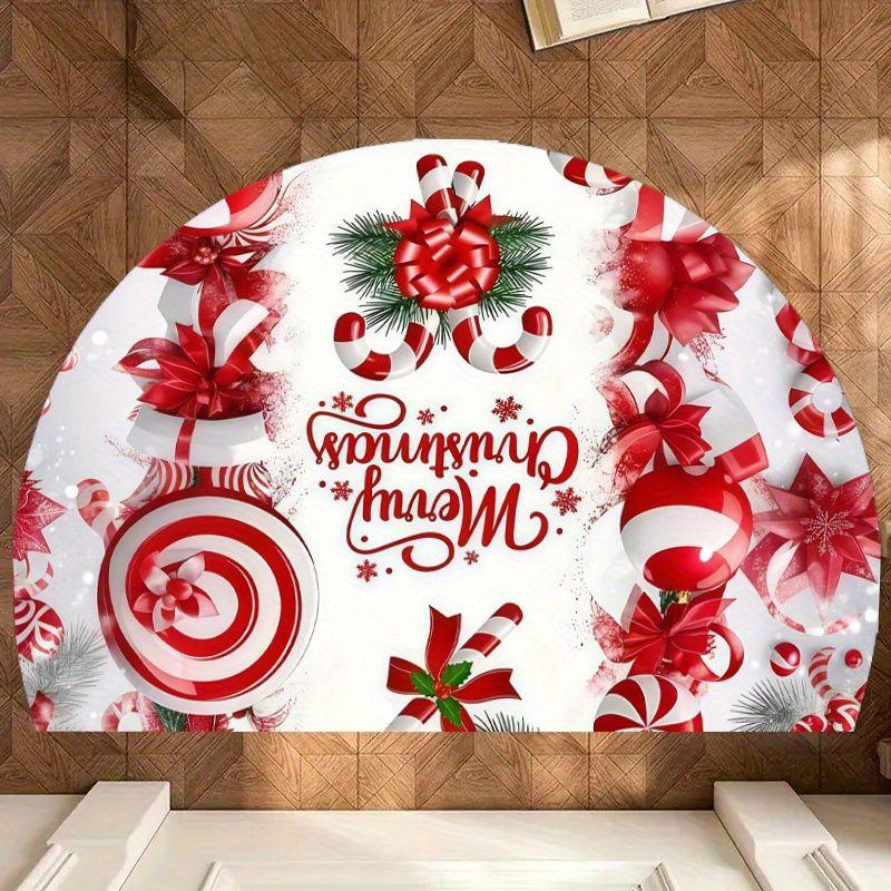 Christmas Half-Circle Doormat, Merry Christmas Non-Slip Entryway Rug, Festive Party Decorative Mat, Home Decor
