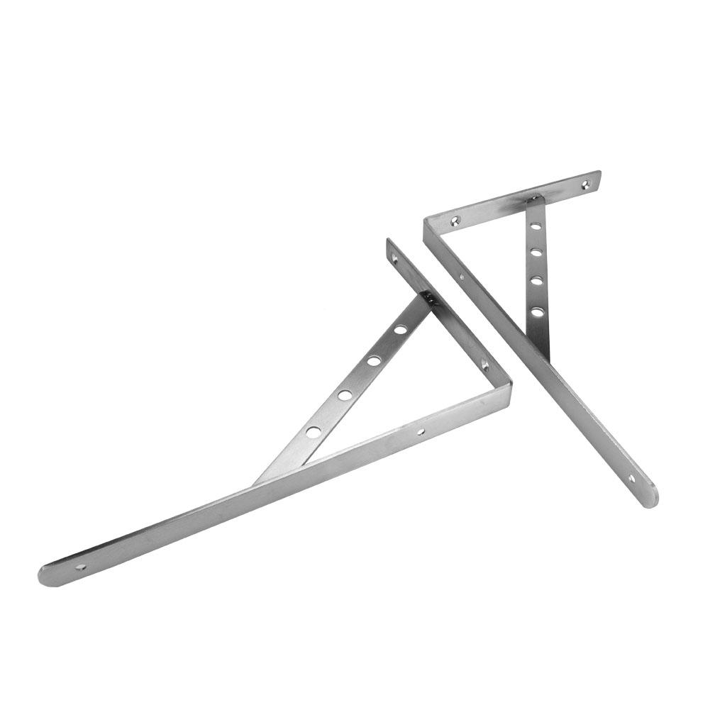 2Pcs Stainless Steel Triangle Bracket Wall Mounted Shelf Bookcase Support (14 )
