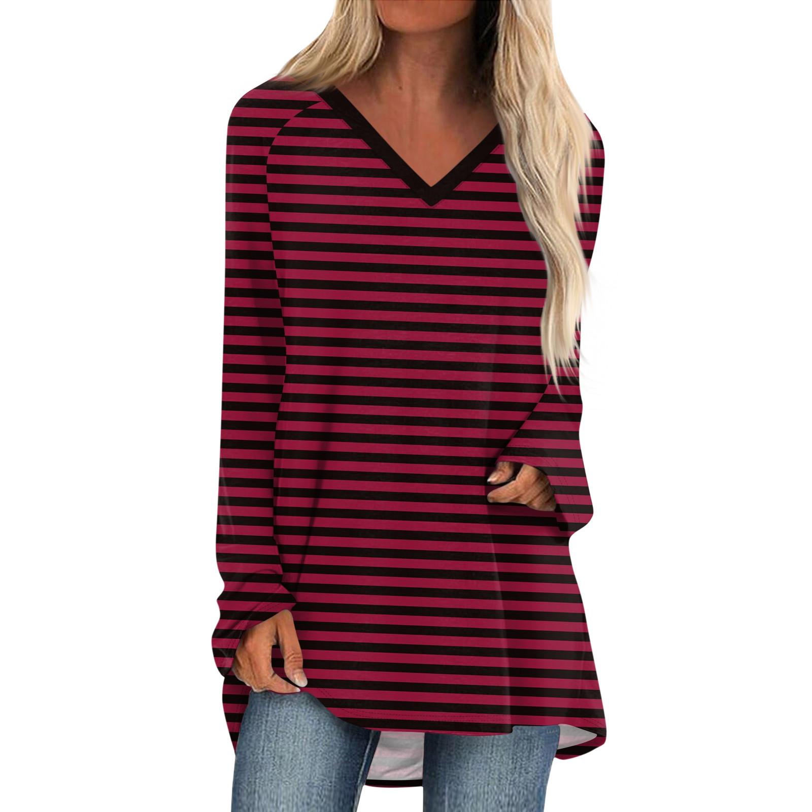 

Модный женский повседневный топ с длинным рукавом и V-образным вырезом с принтом L красный