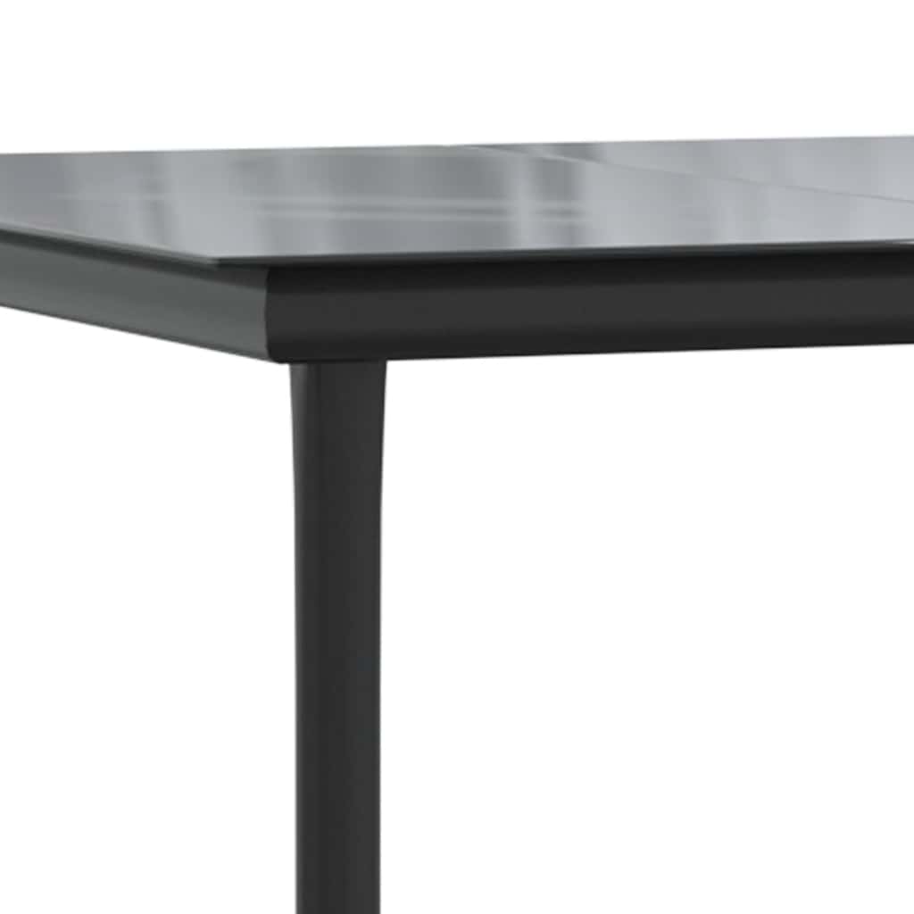 Garden Dining Table Black 200 x 100 x 74 cm Steel and Tempered Glass