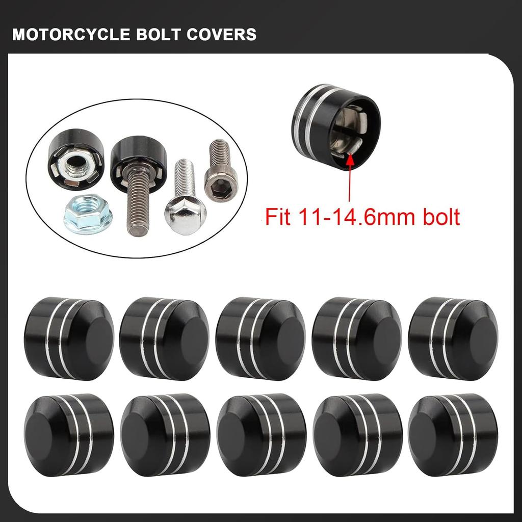 10PCS Motorcycle Bolt Covers Aluminum Engine Topper Caps for Harley Twin Cam Touring Road King Electra Glide Street Glide Dyna Softail Sportster 883