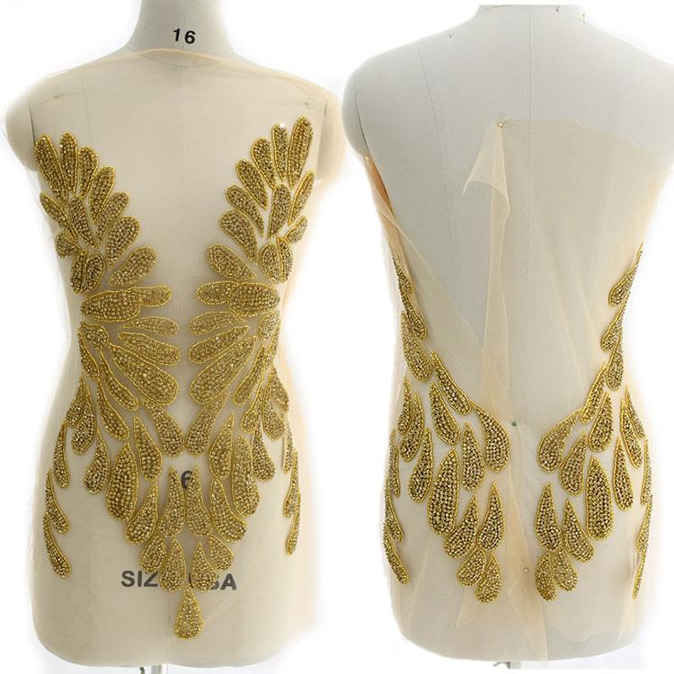 WDP-129 Custom Handmade Patches Crystal Embellishment Bodice Applique for Clothing Dress 70*41cm