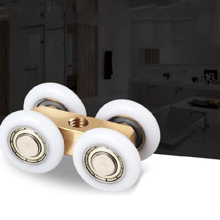 2Pcs Universal Shower Glass Door Rollers Corrosion Resistant Four Wheel Hanging Pulley Roller for Bathroom Doors