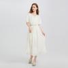 Simple Embroidered Short-Sleeve Midi Dress