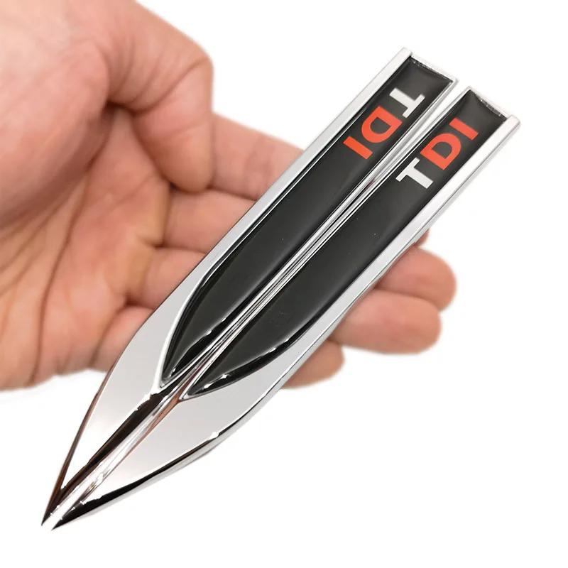 AABIP1 1Pair 3D Metal Epoxy TDI Logo Badge Car Sticker Auto Accessories Fender Emblem Decal For Volkswagen Polo Golf 6 Passat B6 T5 TSI