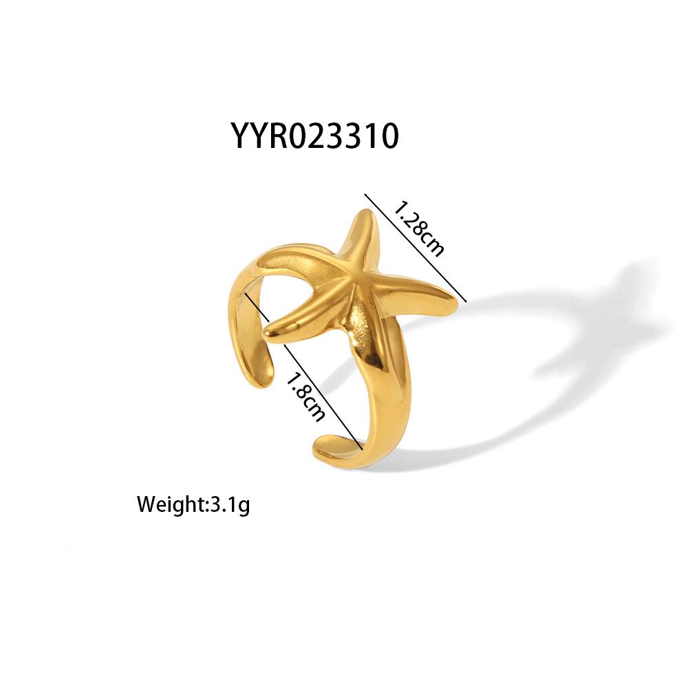 2025 Summer Ocean Rings For Women Gold Color Stainless Steel Shell Starfish Charm Figure Accessory