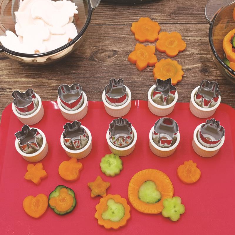 

4/5/10/12/14 шт. Форма для нарезки овощей и фруктов из нержавеющей стали, резак для приготовления фруктового салата, овощной и фруктовый эмбоссер 10pcs