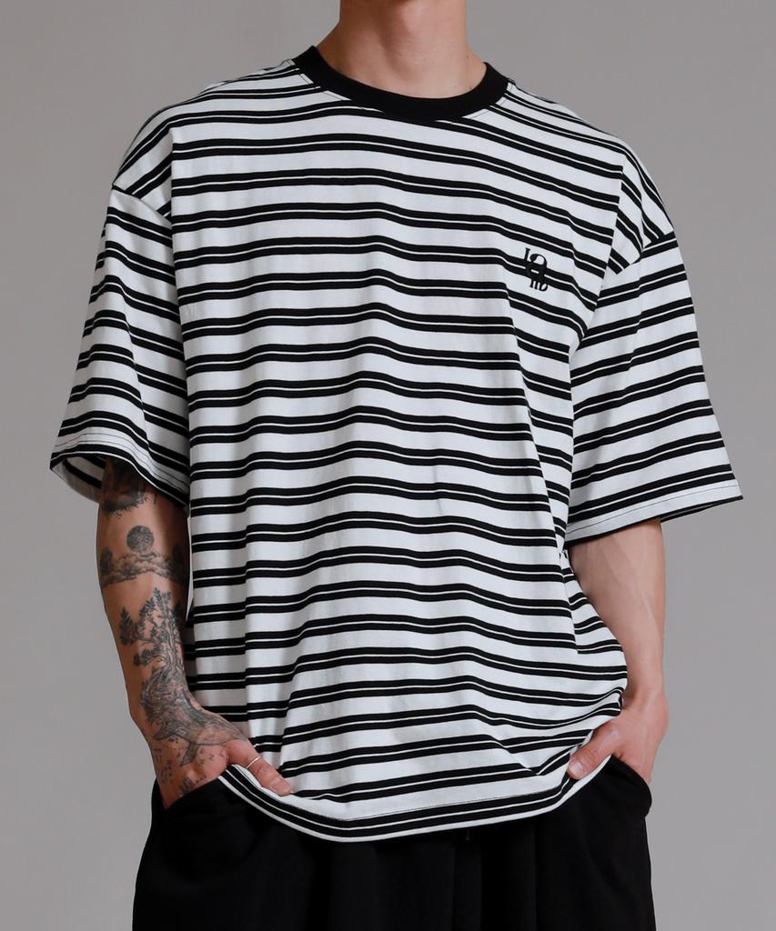 LIKE THE MOST Double Stripe Oversized Short Sleeve T-Shirt_White