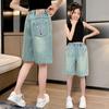 Mädchen-Jeansshorts, Shorts, Sommerdünne, große Kindershorts, Mädchenhosen, Fünfpunkthosen