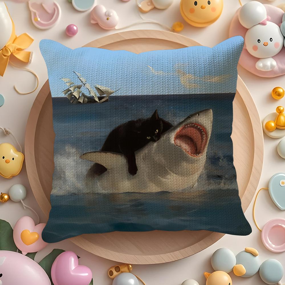 Popular Internet Cute Banana Cat Pillow Case Pattern Printed Pillowcase for Living Room Sofa Cushion Cover & Bedroom Decor