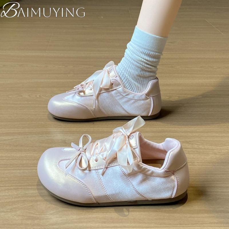 Bow Women Sneakers Flat Sandals Summer Lace-Up Sport Shoes Woman 2025 Brand Shallow Comfort Casual Shoes Soft Leather Sandalias