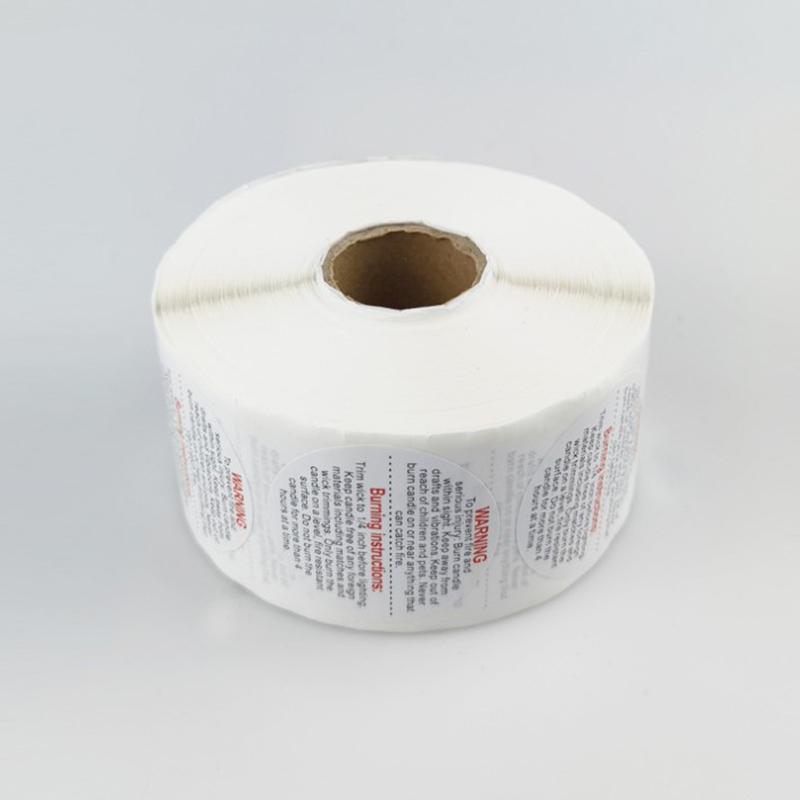1.5 Inch 500Pcs/Roll Waterproof Candle Warning Label Candle Container Stickers