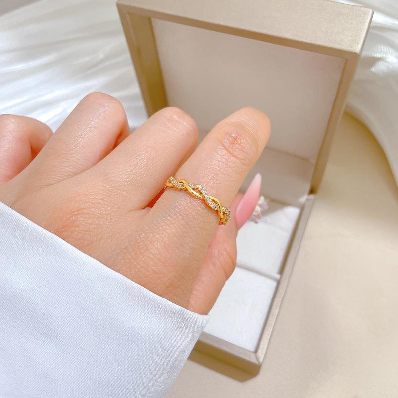 Copper Micro-Inlaid Open Zircon Ring, Women'S Fashion Personalized Ring, Index Finger Ring, The Same Simple And Cold Style