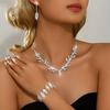 European and American Light Luxury Court Style Full Diamond Geometric Collarbone Chain New High-end Rhinestone Leaf Necklace Earrings Set Female 2026