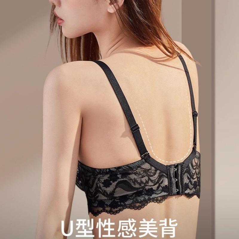 Black Lace Deep V Push Up Bra For Women