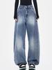 Años 90 Azul High Street Jeans Sueltos Mujer Estilo Americano Lavado Vintage Pantalones Anchos Básicos Simples Casuales Moda Pantalones Holgados