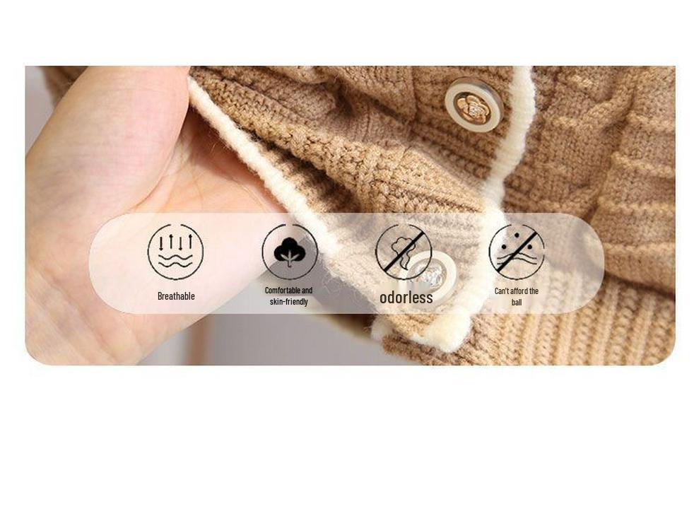 2025 Autumn Girls' Korean Style Knit Cardigan - Fashionable Early Autumn Children's Outerwear Sweater