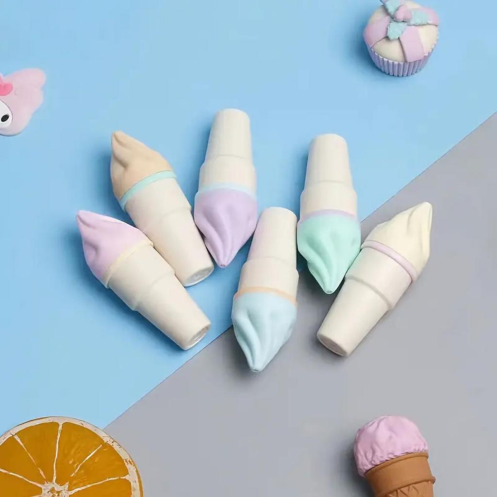 6pcs Mini Ice Cream Cone Highlighter Pens - Cute Fluorescent Markers In Pastel Colors for Note-Taking and Journaling