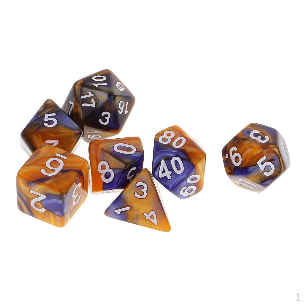 

7 Pieces Role Playing Games D8 D10 D12 D20 Polyhedral - Double Colors Blue Yellow