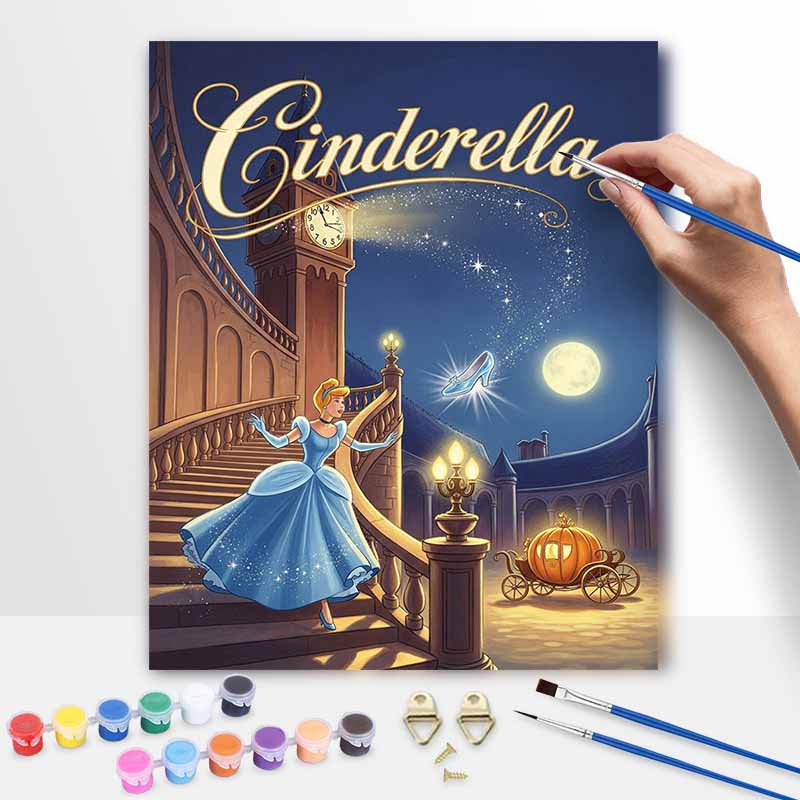 Disney Cinderella oil painting handmade painting kit diy home room decoration gift 20x30cm