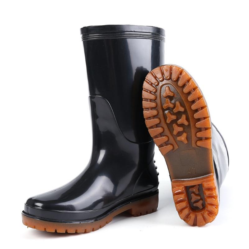 

3 средние резиновые сапоги мужские 15 черные трехслойные сапоги трудовой страховки сапоги средней высоты резиновые сапоги водная обувь источник 45 чёрный