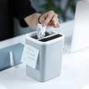 1pc Mini Square Storage Bin With Lid, Plastic Desktop Trash Can, Compact Home Desk Wastebasket With Flip Top, Small Garbage Cont