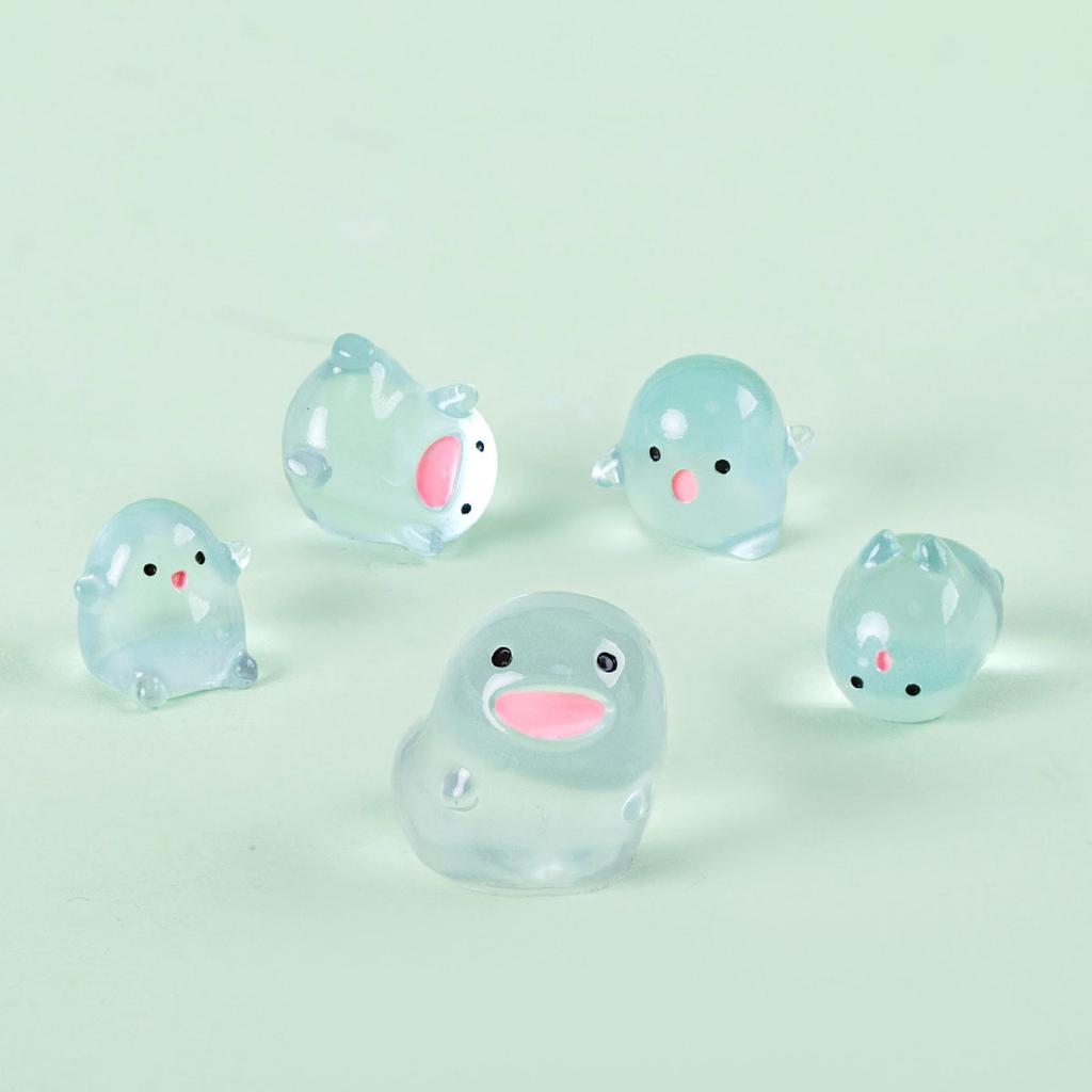 5pcs Cute Mini Clear Water Luminous Resin Craft Miniature Charm Tiny Bonsai Microlandscape Bead Garden Decoration Accessories
