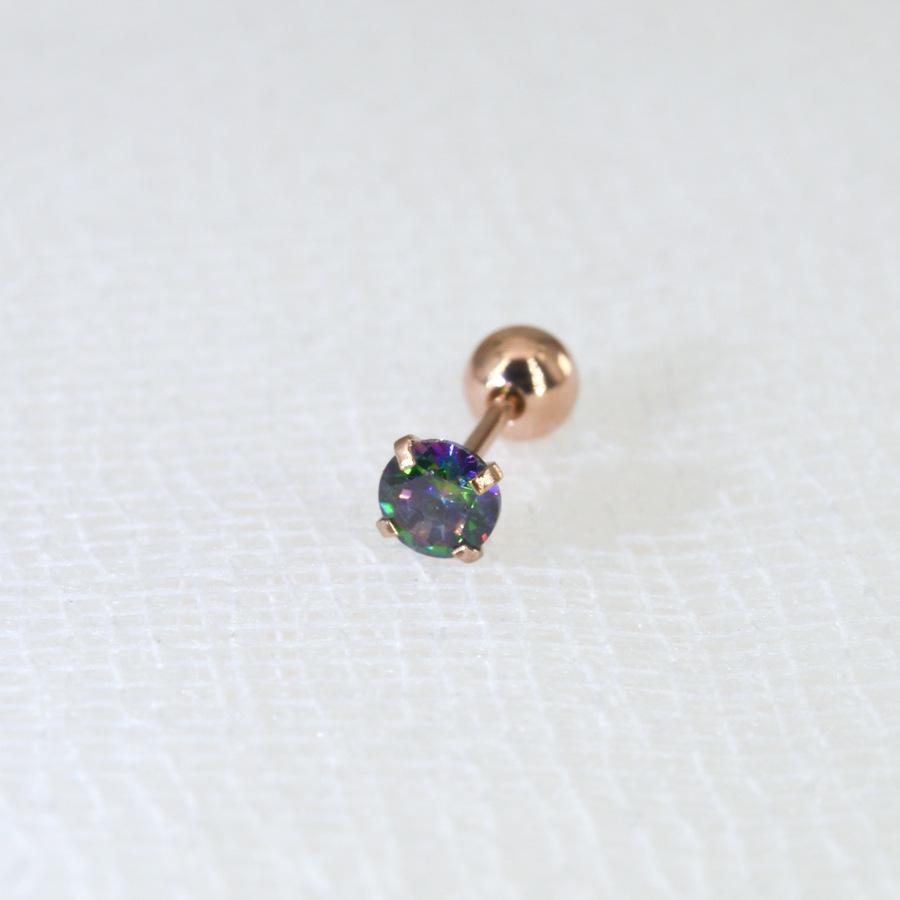 0.8mm Thick Minimalist Zircon 3-Prong Stud Earrings, Stainless Steel Screw for Ear Cartilage, Available in 1.5-5mm.