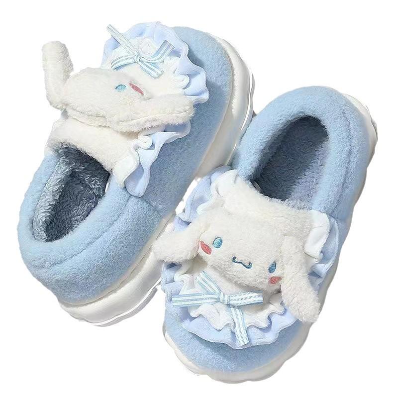 Kuromi Women's Winter Plush Slippers with Thick Sole - Cute Cartoon Design