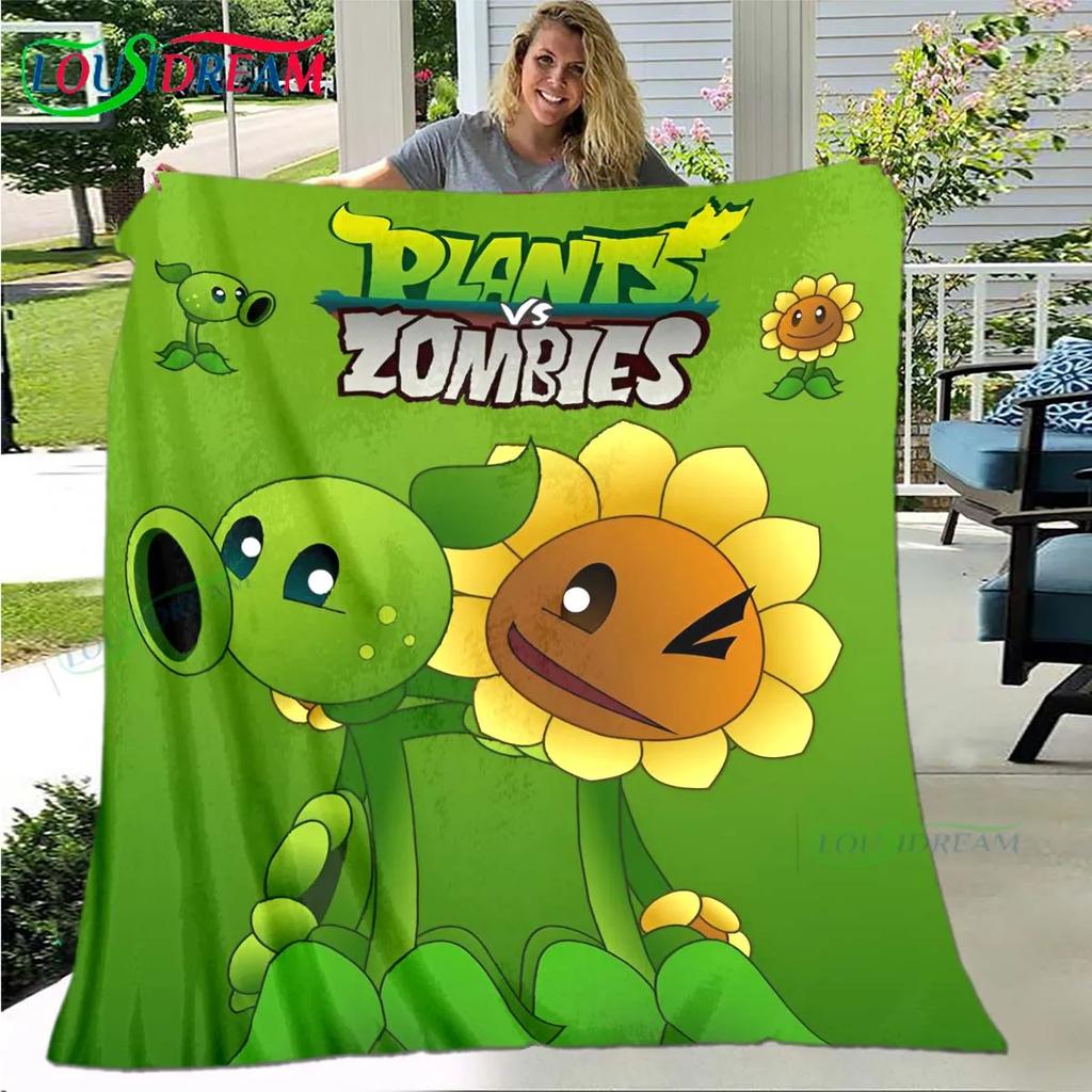Hot Puzzle Games P-plant Vs Z-zombiee Flannel Children Blanket Sofa Bed Decoration Blanket Portable Blanket Bath Towel Gift