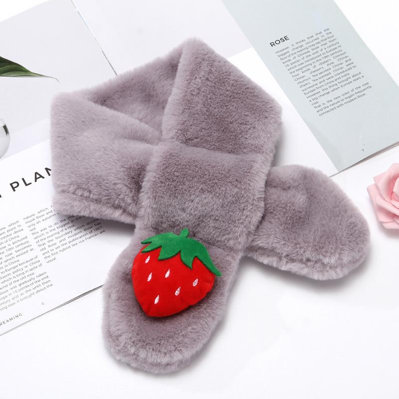 Children'S Scarf Winter Cartoon Plush Children'S Scarf Boys And Girls Warm Cross Imitation Rabbit Hair Children'S Neck