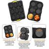Silicone French Bread Pan and Hamburger Bun Pan Set with Spatula Nonstick 9 Cup Baking Tray 6 Cup Hamburger Bun Mold