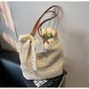 New Trend Woven Shoulder Bag Spring Grid Handheld Women's Bag Versatile Hollow Beach Underarm Bag