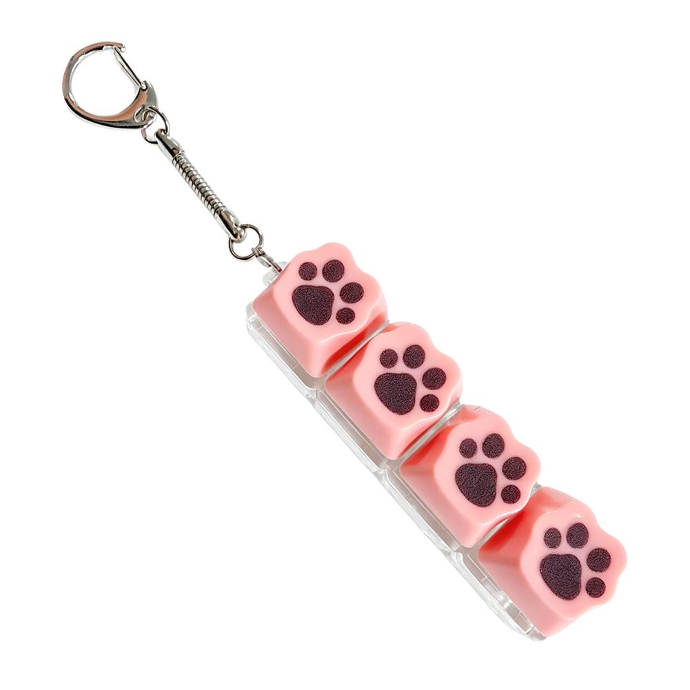 Schattige Siliconen Kattenpoot Fidget Toetsenbord Sleutelhanger 4 Toetsen Mechanische Schakelaar Tester Speelgoed Stressverlichter Tas Hanger voor Kattenliefhebber beige