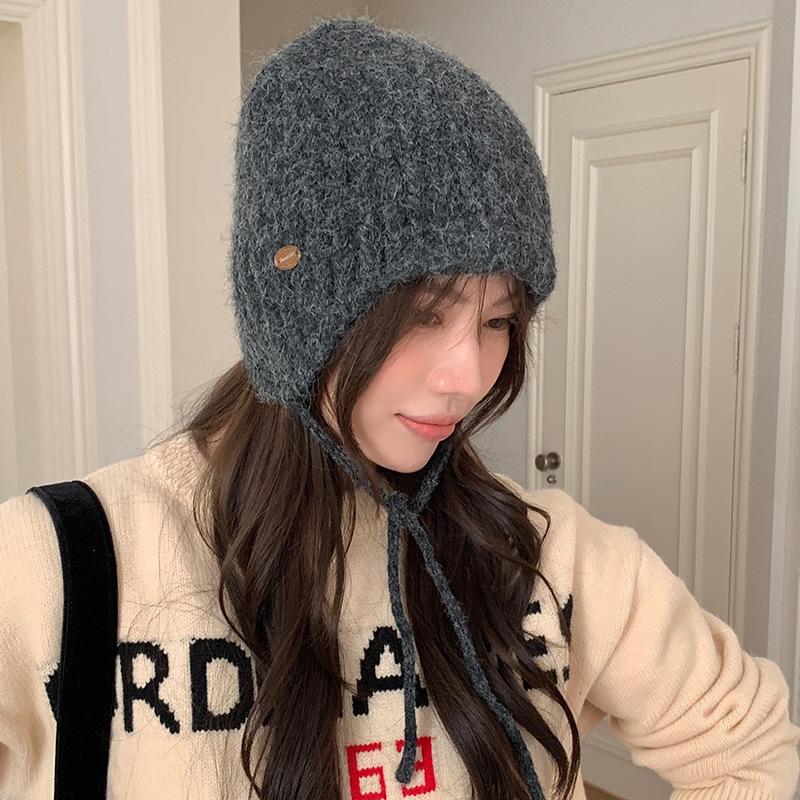Knitted Wool Blend Beanie Stretchy Hat Women Windproof & Warm For Cycling, Hiking, And Daily Wear Cold Cap Soft New