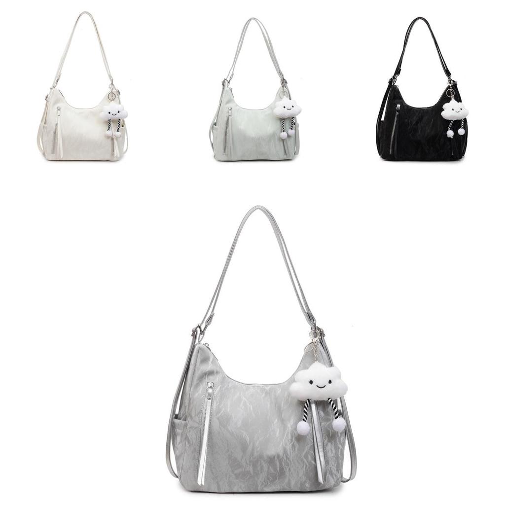 Minimalist Womens Large Capacity Pu Shoulder Bag With Zipper Closure For Daily Use
