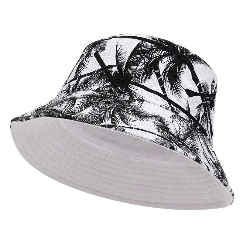 Fresh Latest Brand New Sunscreen Hat Travel Outdoor Fisherman Bucket Panama Print Leaf Neutral Gender Women  Men For Hats Caps