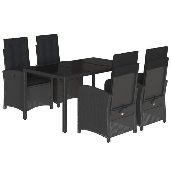 VidaXL Ensemble à Manger de Jardin avec Coussins 5 pcs, Table et Chaises avec Dossier Réglable, Meubles d'Extérieur Patio 3212206