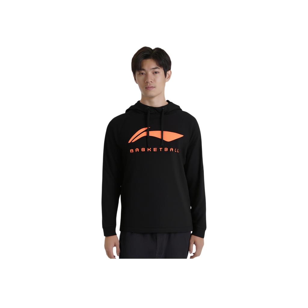 Li Ning Professional Basketball Series CBA Letter Hooded Soft Comfortable Breathable Versatile Casual Sweatshirt Men sweatshirt Black AWDU527-1
