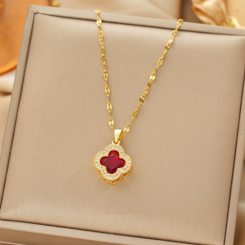 Titanium Steel Necklace For Women Elegant Simple Fashion Zircon Collarbone Chain Light Luxury Niche Jewelry