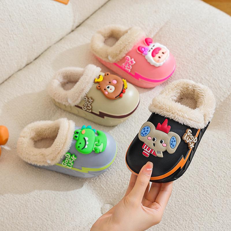 New EVA Cotton Slippers Summer Cartoon Cute Non-Slip Indoor Warm Thick Bottom Slippers Baby Cotton Shoes