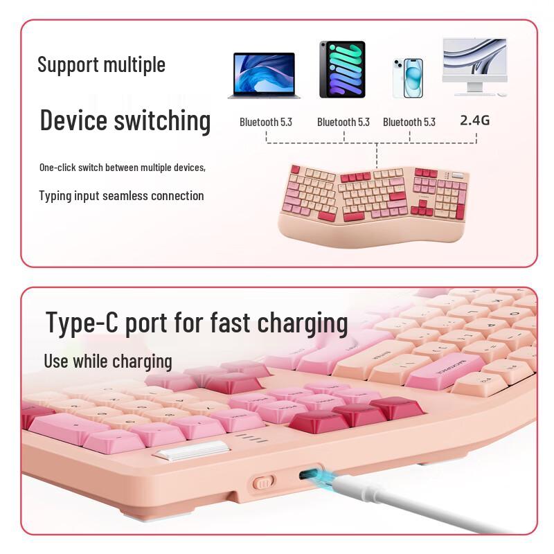 Shanye Ergonomic 104-Key Tri-Mode Hot-Swappable Gasket Mechanical Keyboard