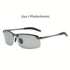 Designer Photochromic Polarized Fashion Glasses for Men & Women - Vintage Metal Half Frame, Rimless Chameleon Lens for Day & Night Use